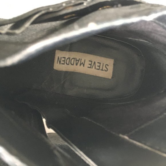 Steve Madden Arieel Ankle Boots 6.5M Black Leather Round Toe Block Heel Bootie - Picture 7 of 8